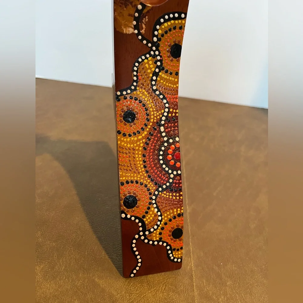 Handcrafted Australian Aboriginal Art Wooden Wine Bottle Holder